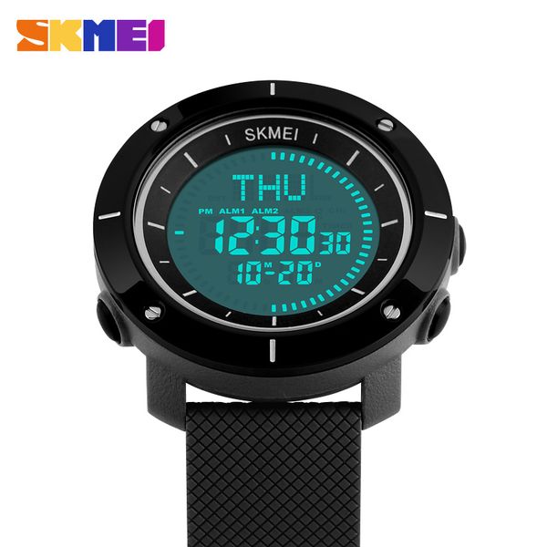 

skmei compass watch for men digital led world time 50m waterproof el backlight 12/24 hour 3 alarm sport watch relogio masculino, Slivery;brown