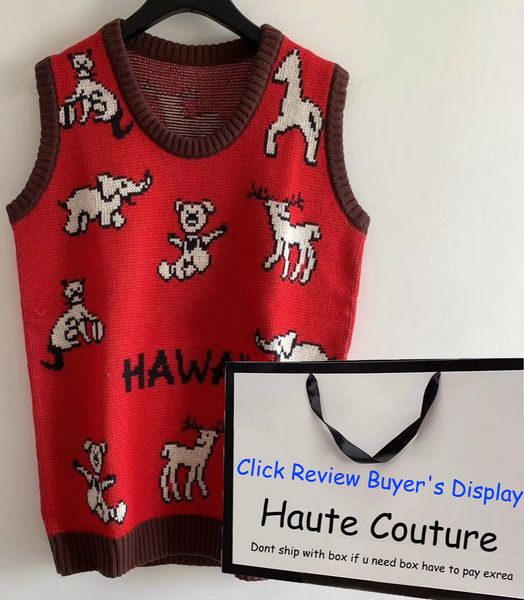

GXXXI ITALY Hwaii Mens Sweaters 20FW Trendy Knit Vest Boys Hiphopwear with Animals Pattern Womens Fashion Pullovers High Quality