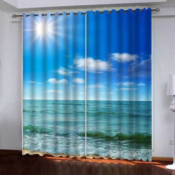 

3d luxury curtain p custom blue sea curtains for bedroom living room kitchen blackout curtain decor