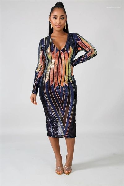 

dress females night club casual dress womens sequins panelled dress designer deep v neck see though a line, Black;gray