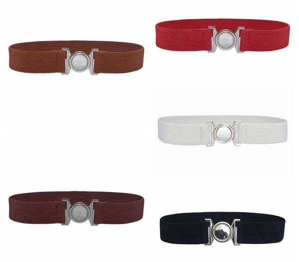 

1pcs Women Lady Elastic Narrow Waist Belt Dress Decorative Girdle Metal Floral Buckle Stretchy Waistband 0394