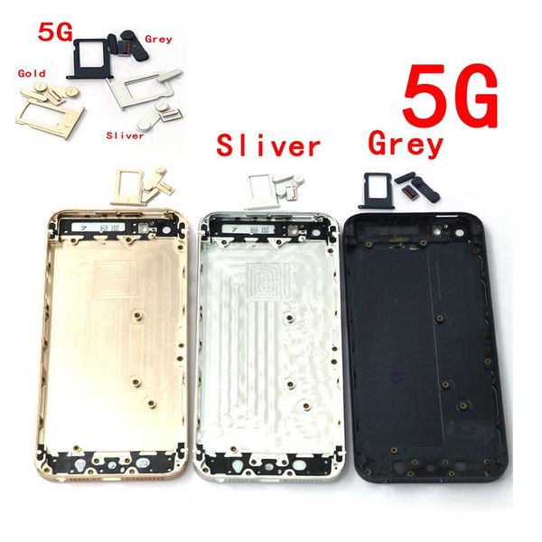 

cgjxsreal housing back battery cover for iphone 5 5g 5s housing middle frame metal battery back case small parts tracking