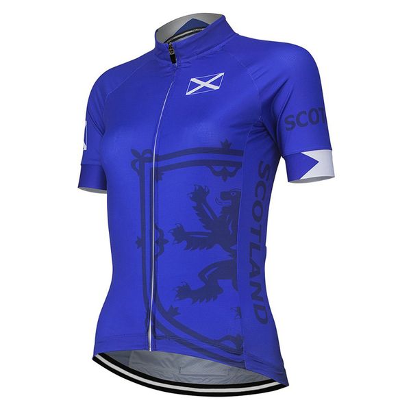 

2020 scotland women summer cycling jersey bike road mountain race blue racing clothing breathable customized, Black;red