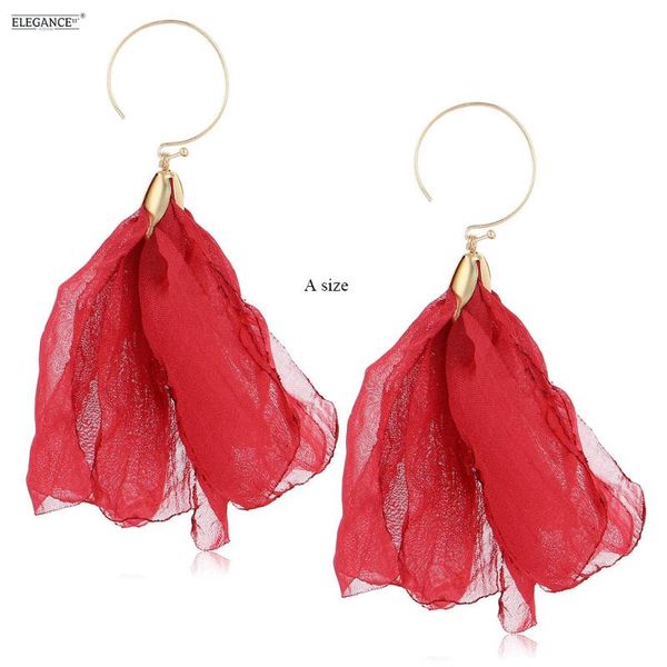 

elegance11 luxury chiffon dangle earrings for women handmade yarn flower dangle statement earrings for christmas, Golden;silver