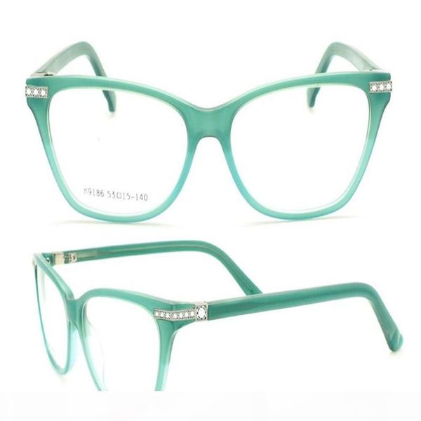 

retro fashion acetate full rim luxury diamond progressive multi-focal lens eyewear frame see near far reading eyglasses, White;black