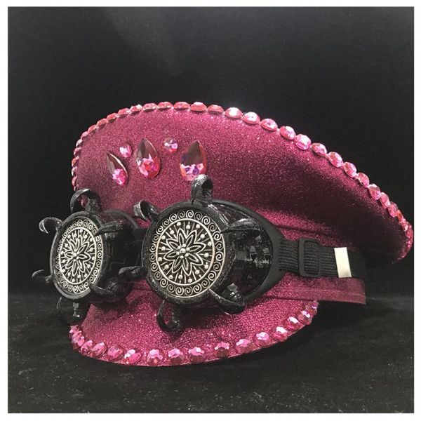 

wide brim hats women authentic fashion pink hat with metal classes performance guard captain, Blue;gray