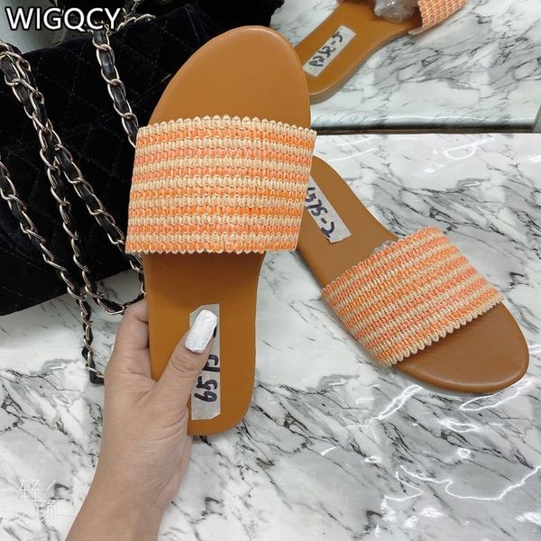 

2020 summer new women's flat bottom casual sandals slippers non-slip weave with outdoor slippers size 36-41 woman d1059, Black