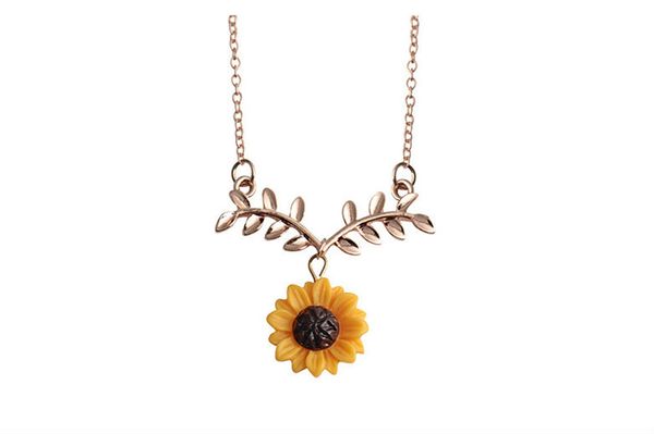 

sunflower jewelry set necklace pendant glass picture party jewelry set statement necklace flower leaf chokeres necklaces, Silver