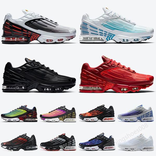 

new men women tuned tn plus 3 iii running shoes black red laser blue triple red tn 3 trainers cushion sneakers, White;red