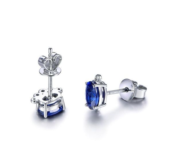 

ainoushi cute foot 2.5 carat oval stud earring blue sona earrings 925 sterling silver women earrings wedding engagement jewelry002, Golden;silver