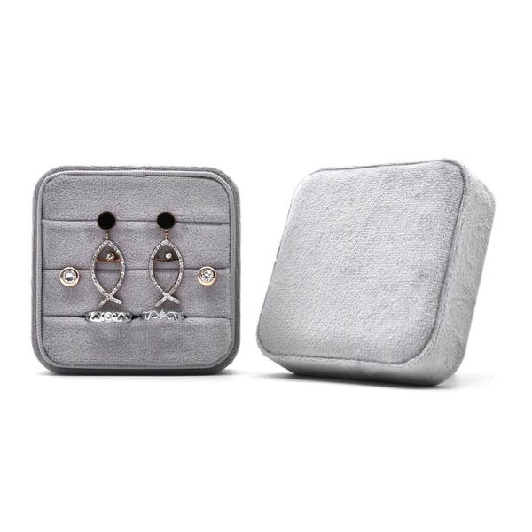

new velvet square vintage wedding ceremony ring box jewelry storage box engagement ring holder valentine's day slim display, Pink;blue