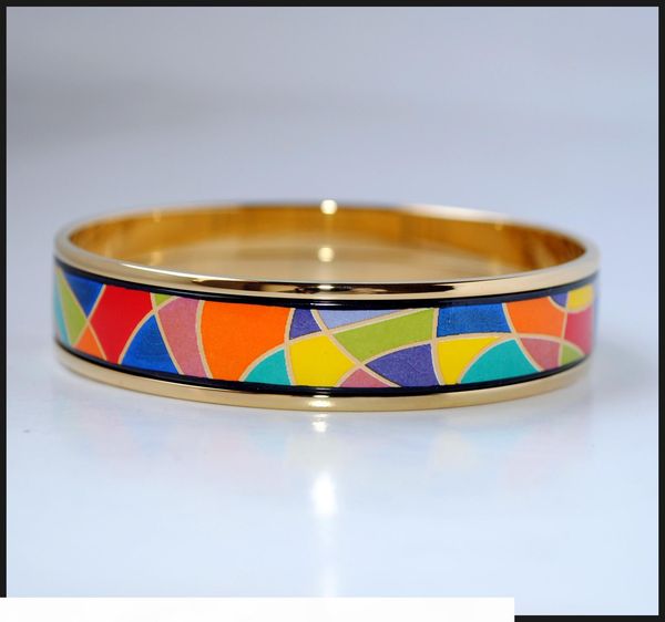 

enjoy life series 18k gold-plated enamel bangle bracelet for woman bracelets bangles width 15mm fashion jewelry, Black