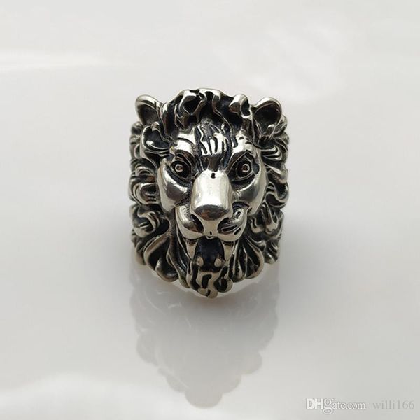 

g men's ring lion head gothic punk silver ring customized logo for men's and women's wedding parties at christmas and friends, Golden;silver