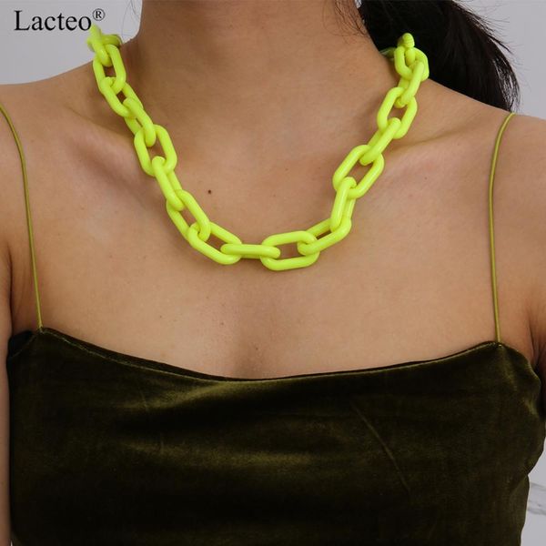 

chokers lacteo 2021 fashion acrylic acetic acid choker necklace 6 color resin collar chunky thick long necklaces jewelry for women, Golden;silver