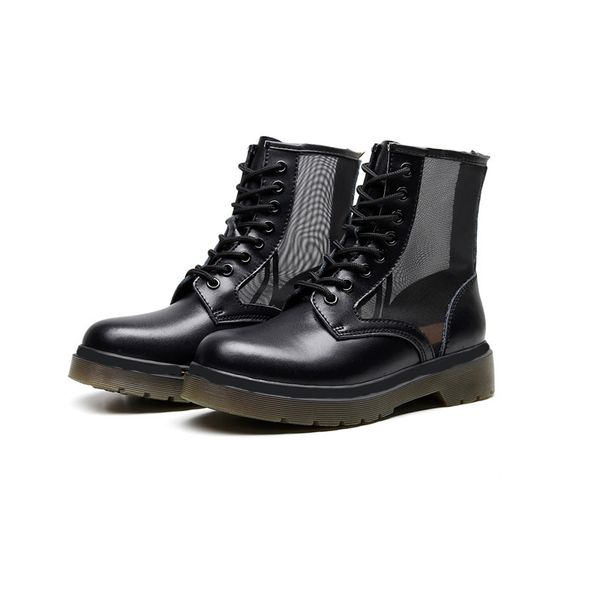 

new martin boots ladies hollow breathable short booties lace-up breathable mesh black designer summer leather ankle boots