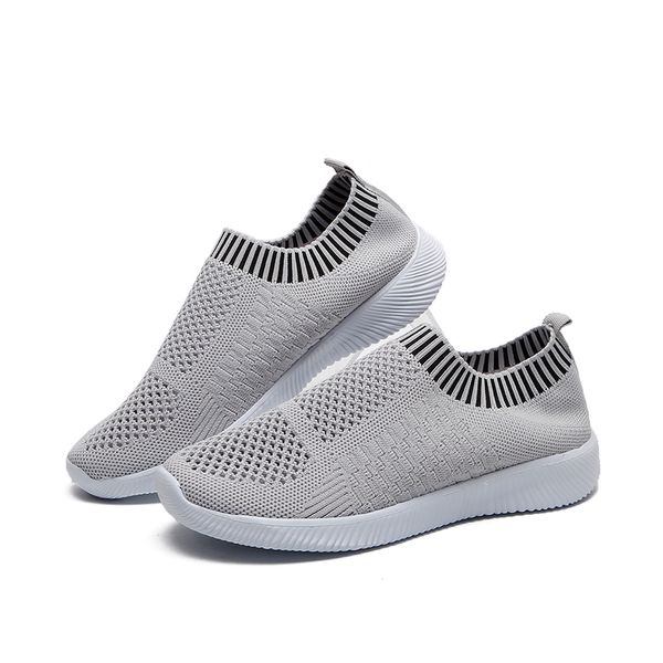 

2020 womens knitting sneakers spring breathable air mesh flat heels casual shoes woman soft sock shoes 35-39, Black