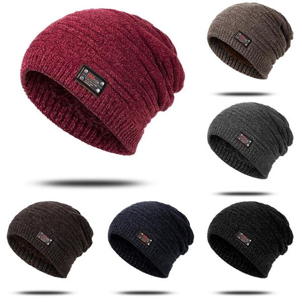

winter men's hats fashion women warm solid color caps plus velvet thick knitted chenille caps outdoor sports cycling unisex, Blue;gray