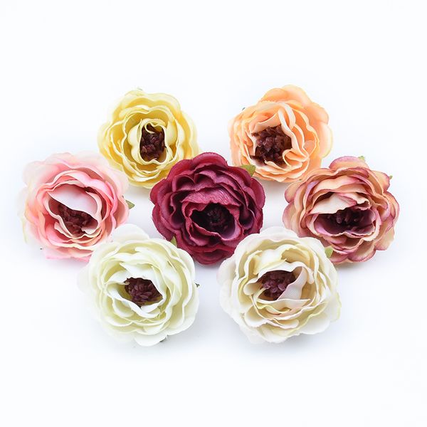 

decorative flowers & wreaths 50/100 pieces mini silk rose flower wall diy gifts candy box wedding home decoration accessories scrapbooking a