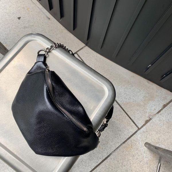 

totes fashion design ladies black messenger bags pu leather women small shoulder chain chest bag waist purse handbags