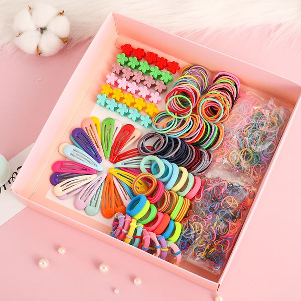 

hair accessories 1set girls cute elastic bands hairpins flower clip rubber band ponytail holder kids fashion accessorie