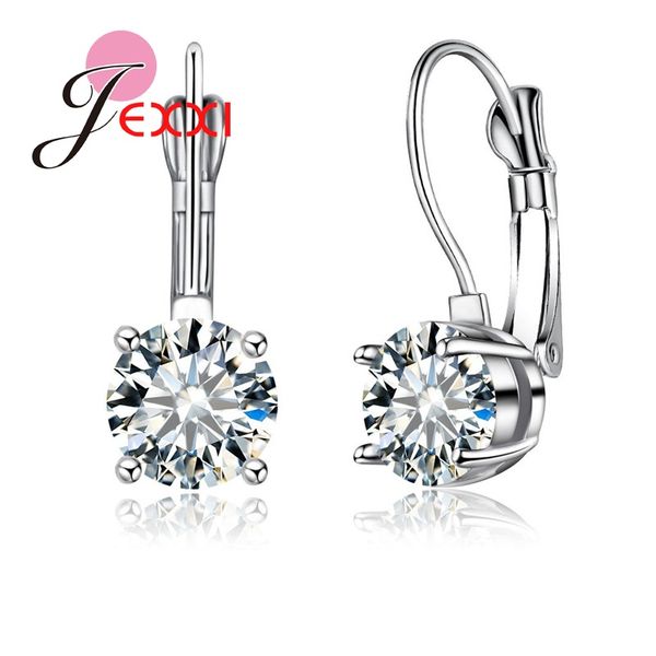 

925 sterling silver earrings for female african shiny white cubic zirconia rings gift women fashion jewelry wholesale, Golden;silver