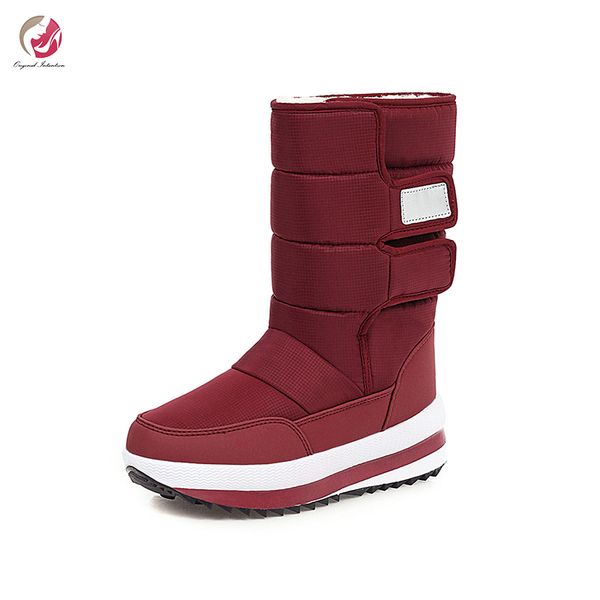 

boots original intention stylish winter woman black warm ankle long plush lady shoes platform