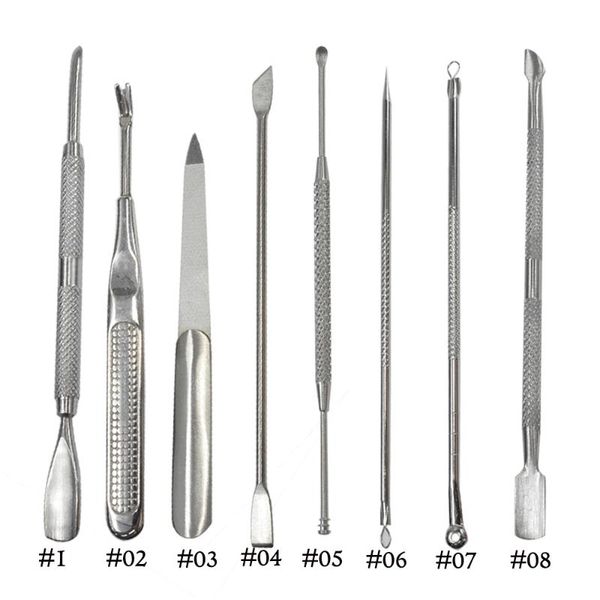 

nail art kits 1pcs pro stainless steel cuticle pusher equipment perfect care nails pedicure manicure tools la#01-08