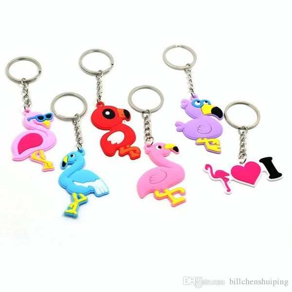

rings lovely kids pvc flamingos key holders keychain child gifts for coin purse cartoon accessories