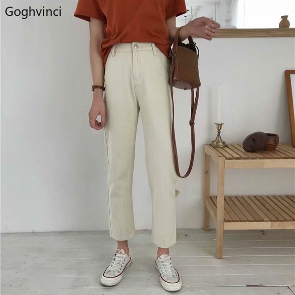 

jeans women black slim high waist straight denim students trousers womens solid simple all match korean style new trendy casual, Blue