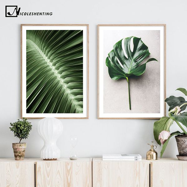 

monstera leaf succulent botanical scandinavian poster nordic canvas art print painting wall picture for living room decoration