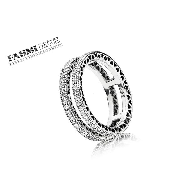 

fahmi 100% 925 sterling silver 1:1 original authentic charm 196236cz temperament fashion glamour retro ring wedding women jewelry, Slivery;golden