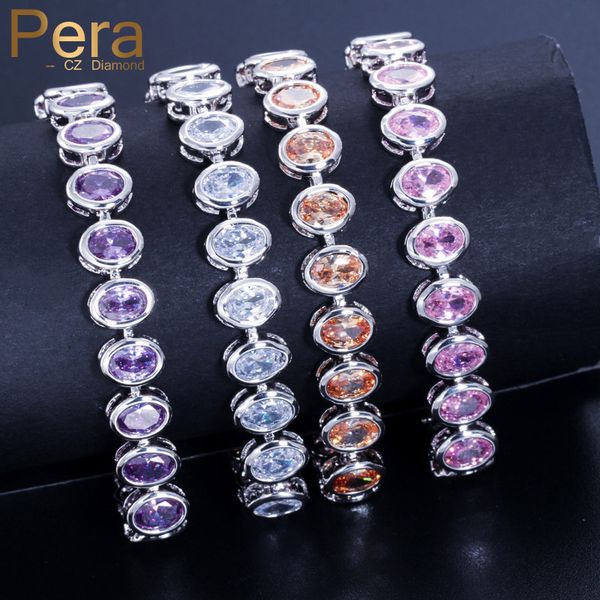 

pera classic austrian round pink purple champagne crystal african fashion woman tennis bracelet jewelry for christmas gift b085, Red;blue