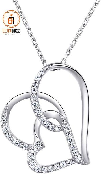 

new female fashion crystal heart necklace pendant chain necklace pendant charm gifts girlfriends, Silver