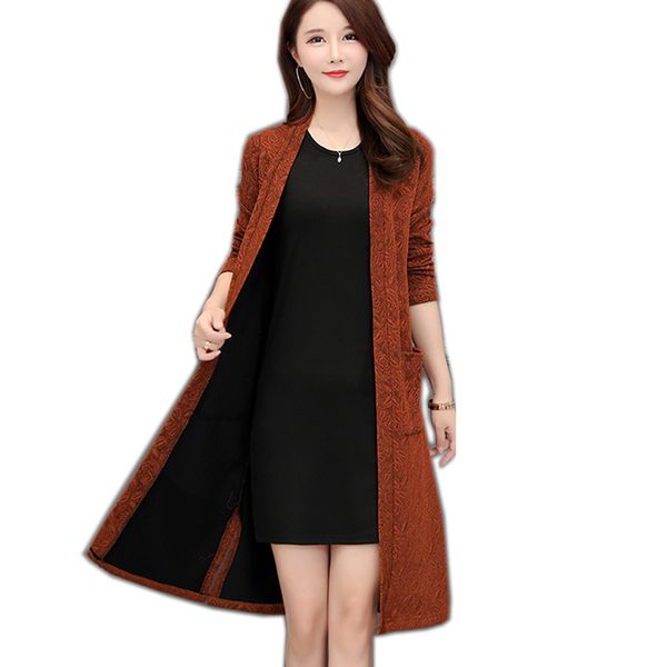 

winter autumn long female cardigans long sleeve casual knitted poncho sweaters oversized long cardigans korean coat female, White;black