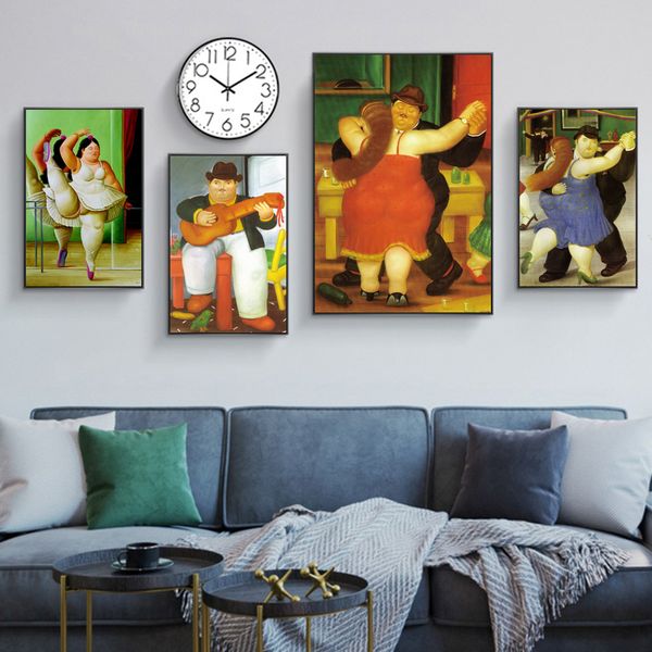 

funny art fat dancer couple canvas paintings by fernando botero posters and prints living room wall art mural picture decoration