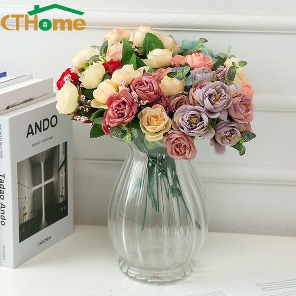 

beautiful artificial silk flowers small bouquet flores home party spring wedding decoration fake flower room decor accessories