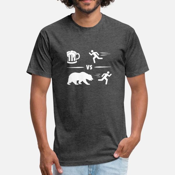 

funny beer vs bear t shirt men print tee shirt round collar clothing interesting building summer style trend shirt