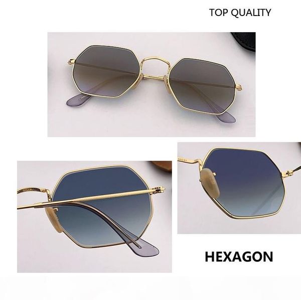 

2020 brand new hexagon sunglasses model 3555 for women man with real glass uv400 sun glasses lenses male female shades culos de sol gafas, White;black