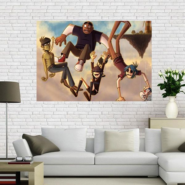 

paintings custom gorillaz prints canvas painting wall silk poster cloth print diy fabric