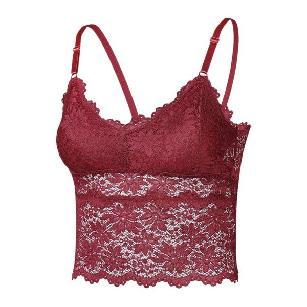 

blackday women half cup black bra girls padded wrap crop vest lace underwear strap bra push up vest brasnew, Red;black