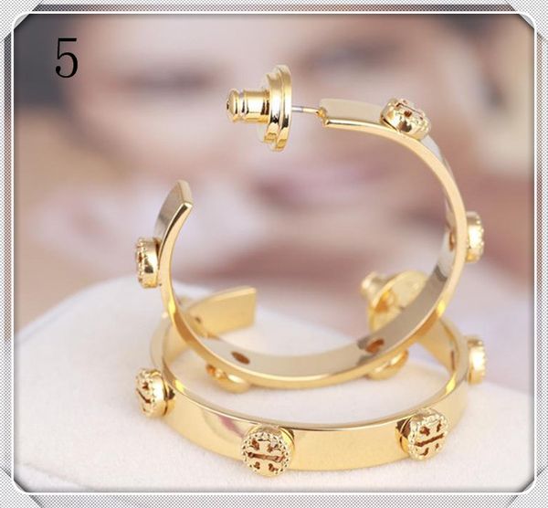 

brand gold hoop earrings with inverted design for women silver rose gold elegant earrings lovely girl earrings fashion jewelry style 14, Golden;silver