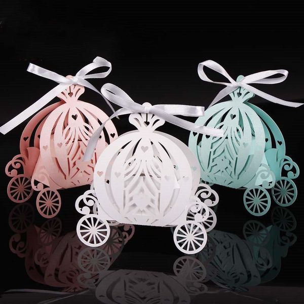 

box shower baby gift candy 50pcs pumpkin paper pearl candy cut color carriage box birthday favor laser wedding home2010 qdltr