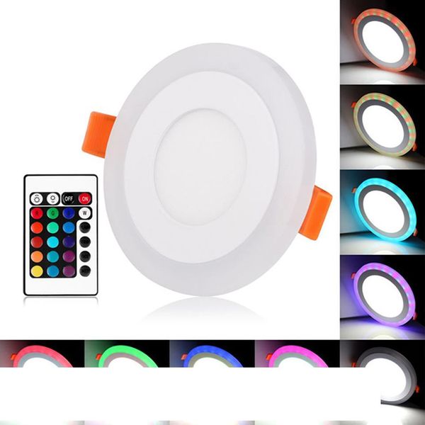 

Round Square RGB LED Panel Light + Remote Control 6w 9w 16w 24W Recessed LED Ceiling Panel light AC85-265V+Driver