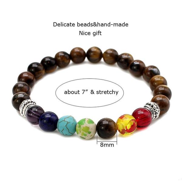 

beads eye bracelets 7 balance yoga natural & bracelet buddha bangles elastic chakra stone tiger prayer lihuibusiness xvaye, Black