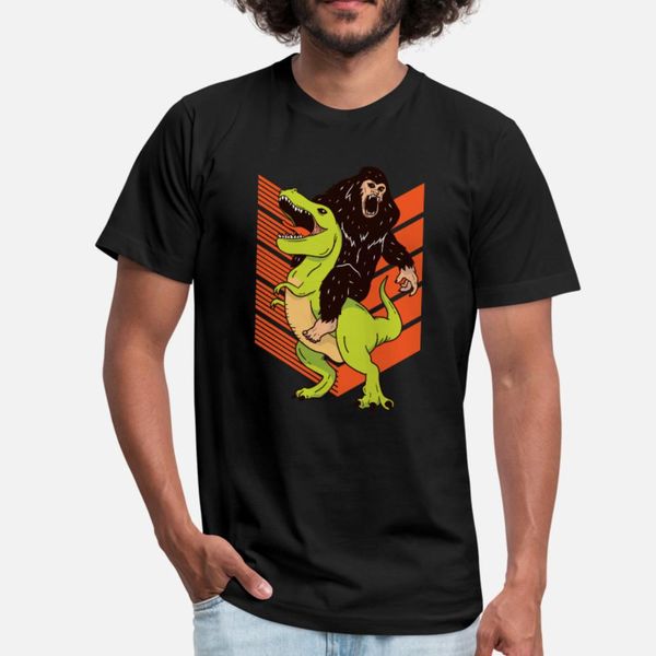 

urban myth bigfoot and t rex t shirt men customize 100% cotton size s-3xl outfit graphic comical spring autumn slim shirt