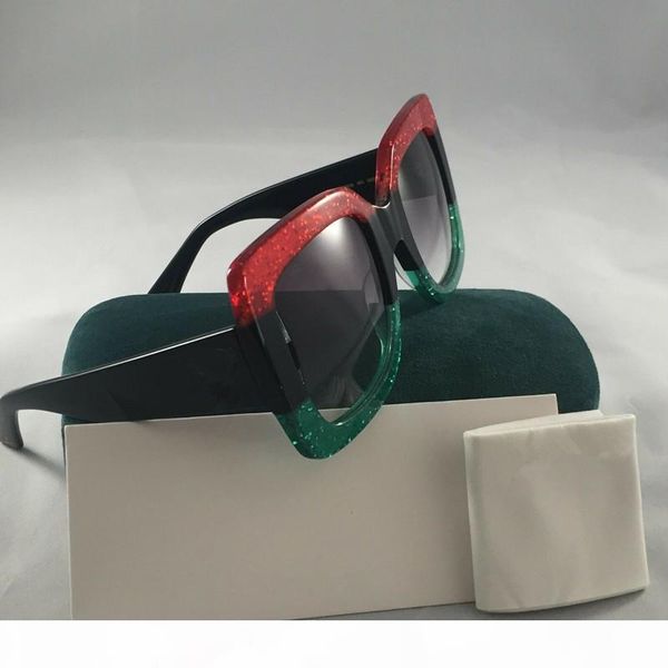 

083s 008 54mm oversized square black women sunglasses new with tags box mixed color glittered gradient oversized square sunglasses, White;black