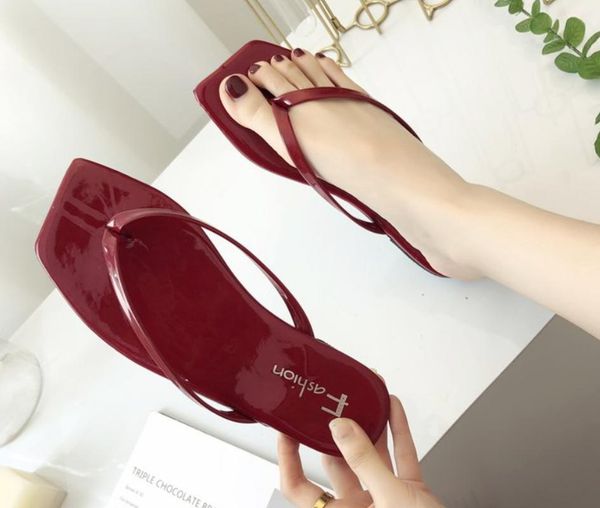 

women beach flip flops summer flat shoes woman slip on sandals non-slip sole solid color female fashion flip flop, Black