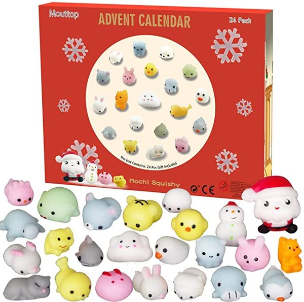 

advent calendar, 24 mochi squishies including santa different surprise every day non-toxic,reusable,cute and adorable