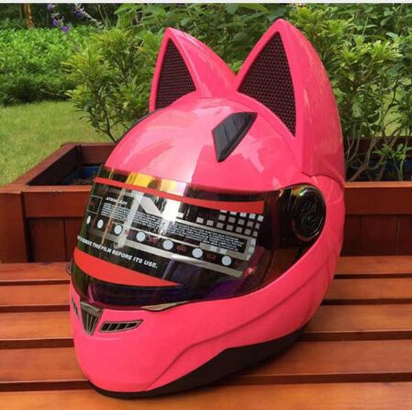 

уши кота шлет мотоцикл мужских личностей прохладных полное шлет лицо локомотивных противотуманных дам кошачьих ушей розовые