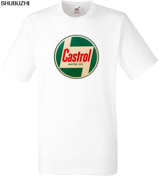 

castrol oil cotton white short sleeved cotton tshirt for men shubuzhi brand t-shirt euro size